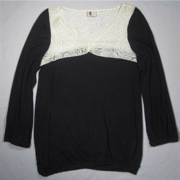 Anthropologie ~ Polyester/Spandex Blend Lace Top - Woman's Medium - White/Black - Picture 1 of 5